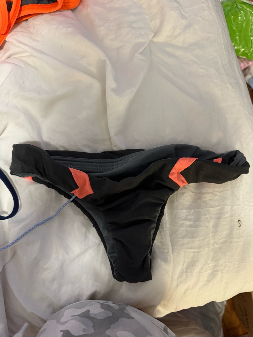 Jolyn Clothing Black Bikini Bottom with Coral Accents